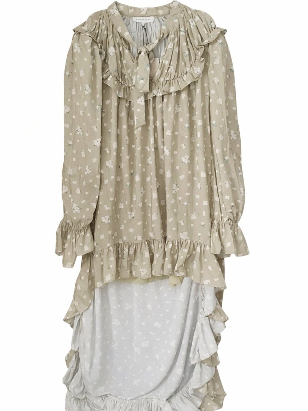 WeWoreWhat Sage Green Floral Tie-Neck Blouse By Revolve